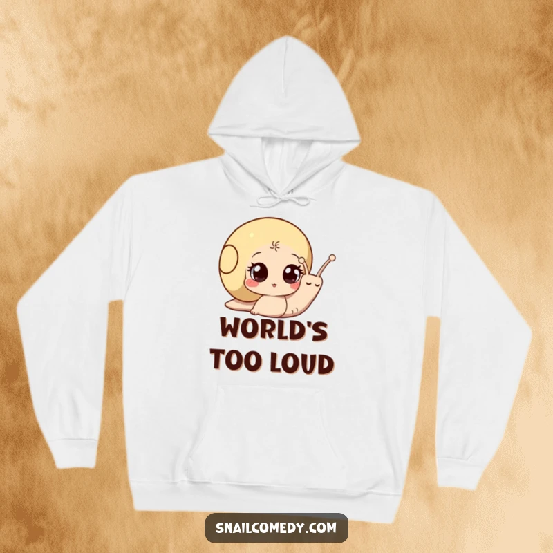 Funny snail hoodie with a wide-eyed, curious snail peeking out from its shell, offering warmth and a touch of personality.