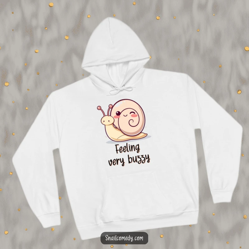 Funny kawaii snail hoodie showing a playful snail waving its antennae, perfect for staying warm and cheerful.