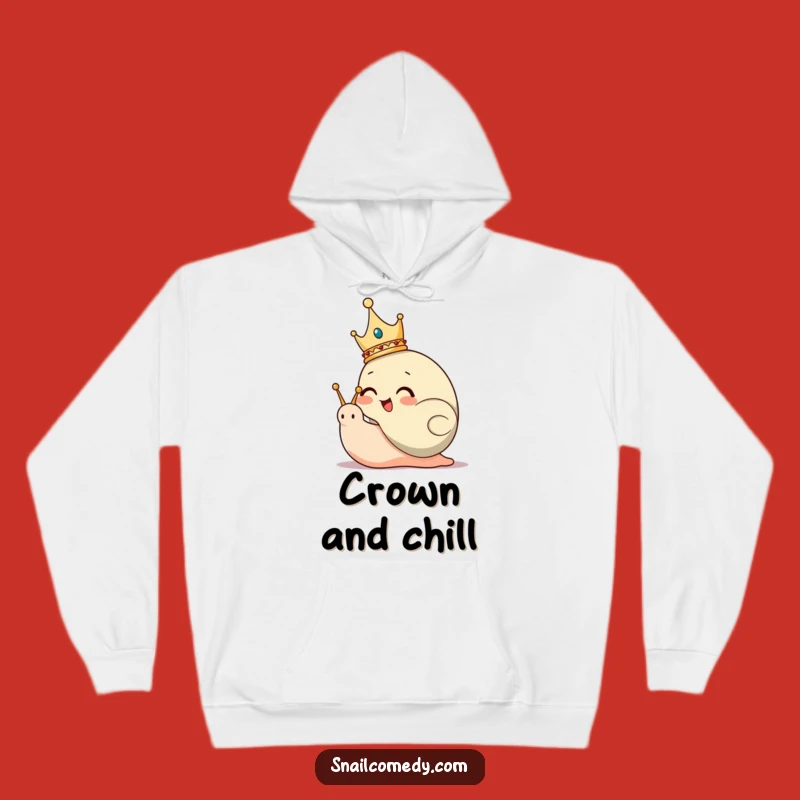 Funny Snail King Hoodie: Cozy Giggling Ruler with Crown Sweatshirt for Warmth