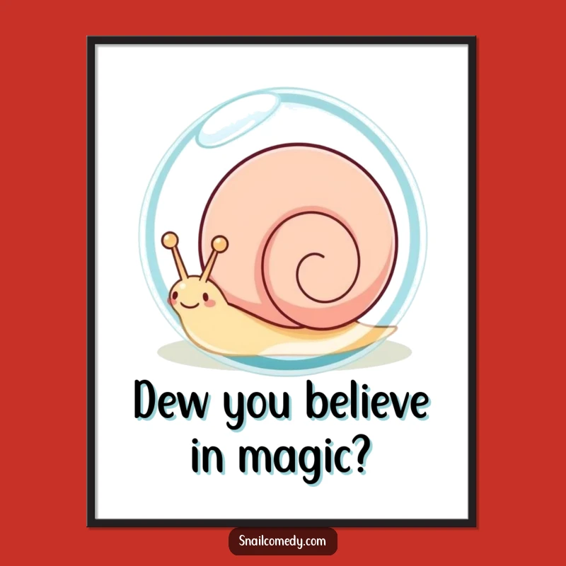 Free Printable Wall Art: Funny Kawaii Snail Dewdrop Peek-a-Boo Downloadable Art!