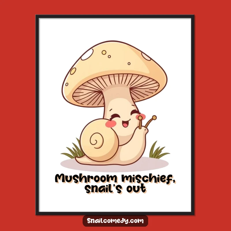 Free Printable Wall Art: Mischievous Snail's Mushroom Hideout Decor!