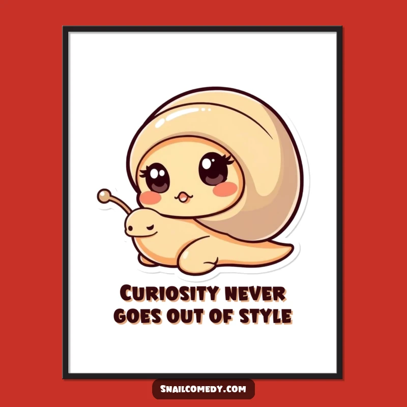 Funny Free Printable Kawaii Snail Art: Curious Shell Decor Downloadable