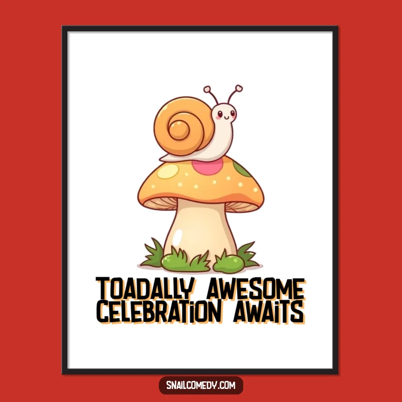 Funny Free Printable Kawaii Snail Art: Mushroom Flag Decor Downloadable