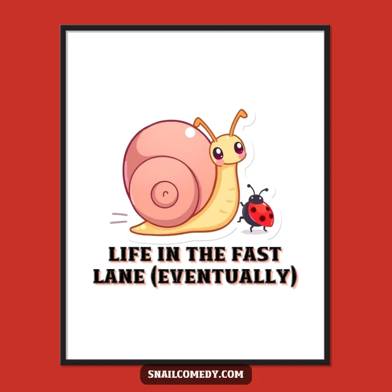 Funny Free Printable Wall Art: Racing Snail & Ladybug Downloadable Decor