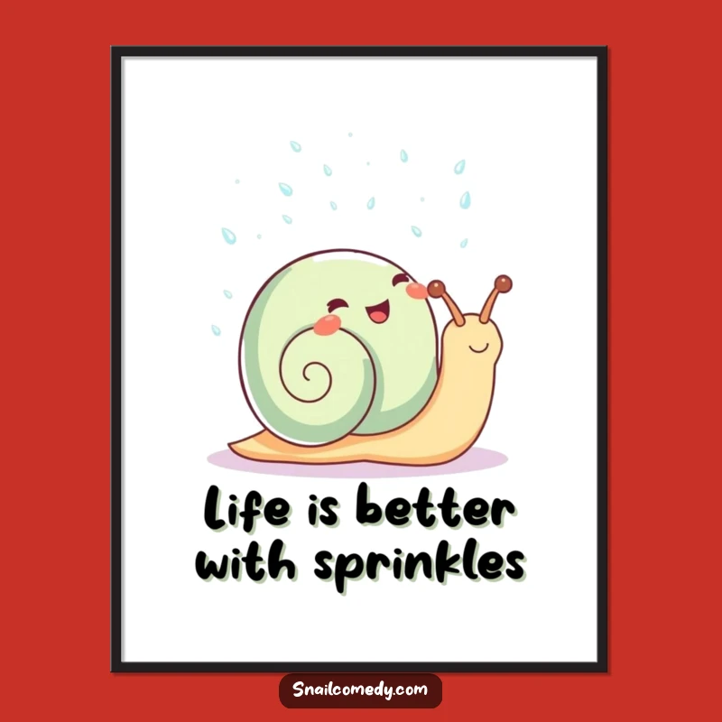Funny Free Printable Kawaii Snail Art: Sparkling Rain Decor Downloadable