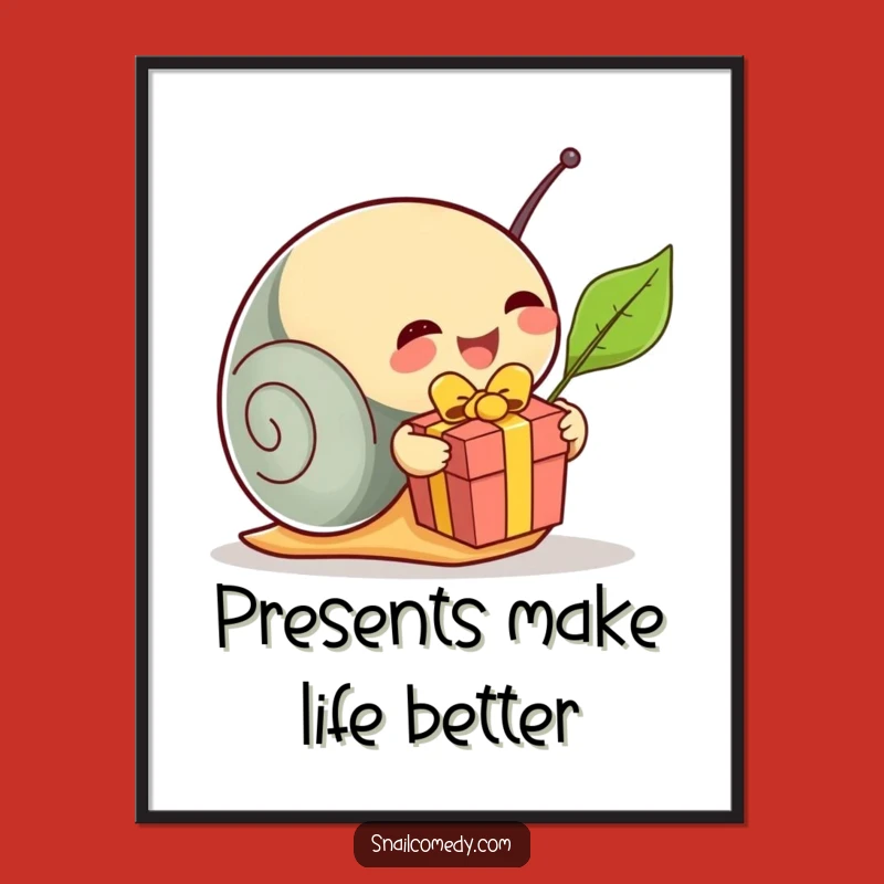 Funny Free Printable Wall Art: Snail's Present, Whimsical Downloadable Decor