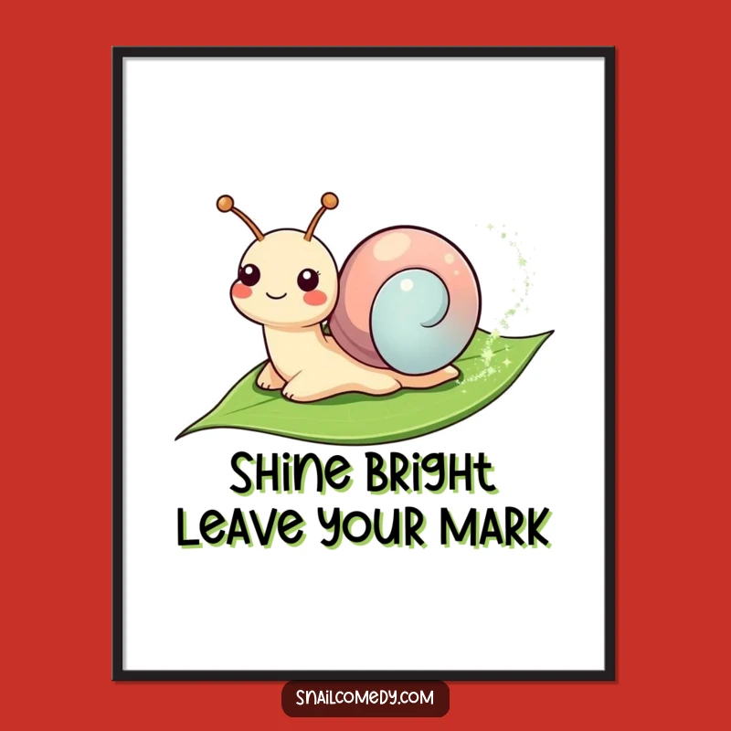 Free Printable Wall Art: Funny Smiling Snail Sparkle, Hilarious Downloadable Decor