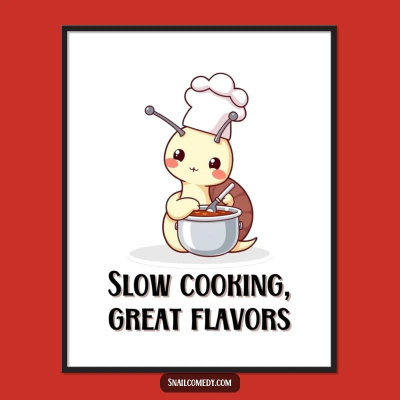 Funny Free Printable Wall Art: Snail Chef, Whimsical Downloadable Decor