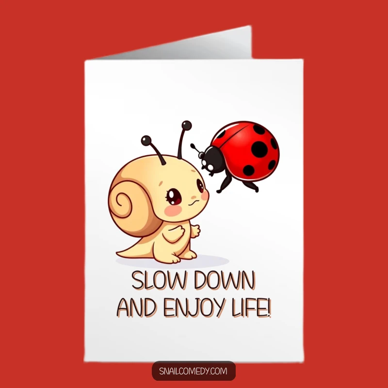 Free Printable Birthday Card: Curious Snail Inspects Ladybug, Wonder Downloadable Gift