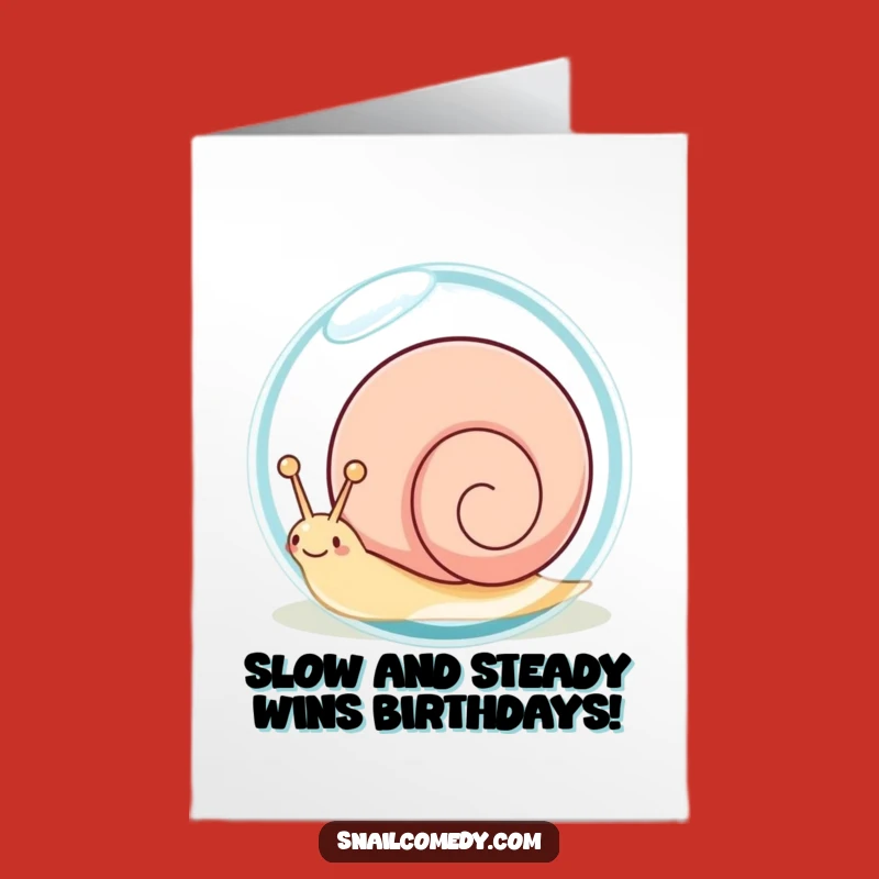 Free Printable Birthday Card: Funny Kawaii Snail Dewdrop Surprise Greeting!