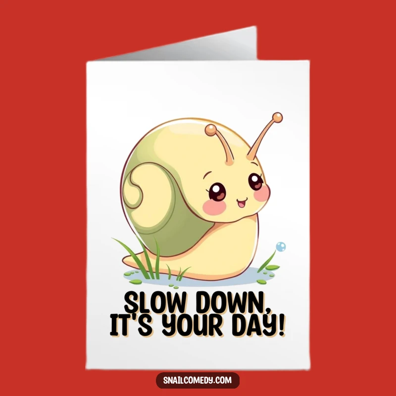 Free Printable Birthday Card: Funny Snail Reaching for Dew, Downloadable Gift Miracle