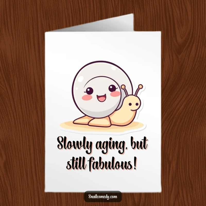 Funny Free Printable Birthday Card: A cute snail peeking its head out of its shell with a big, happy grin.