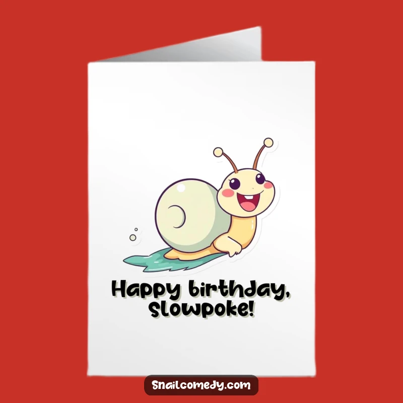 Free Printable Birthday Card: Zooming Kawaii Snail, Funny Downloadable Gift