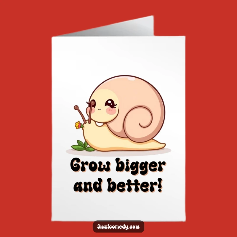 Free Printable Birthday Card: Nudging Snail & Flower - Funny Downloadable Surprise for a Special Day!