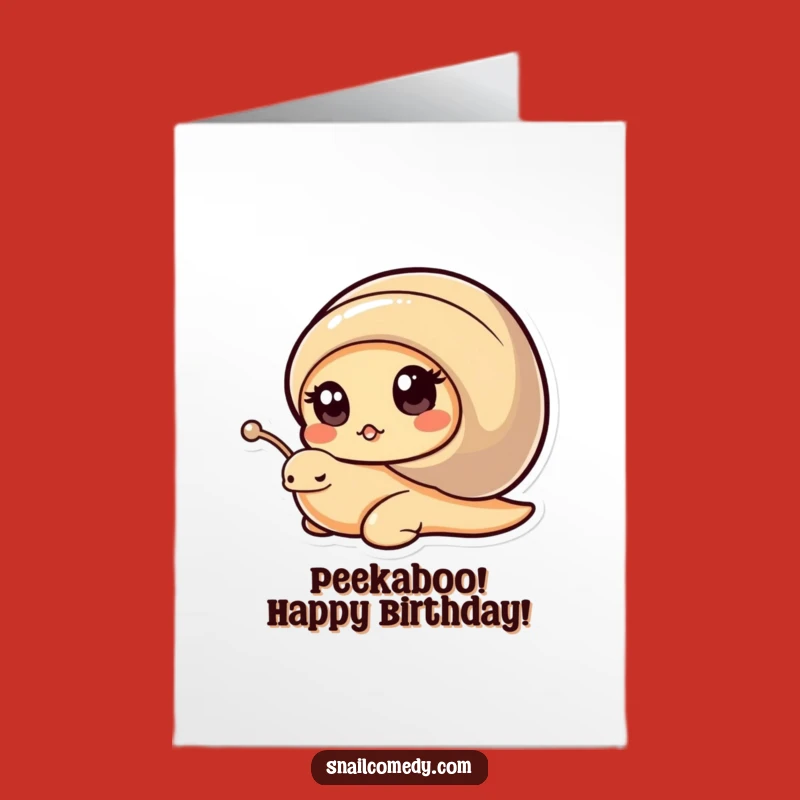 Free Printable Kawaii Snail Birthday Card: Curious Peek Downloadable Gift