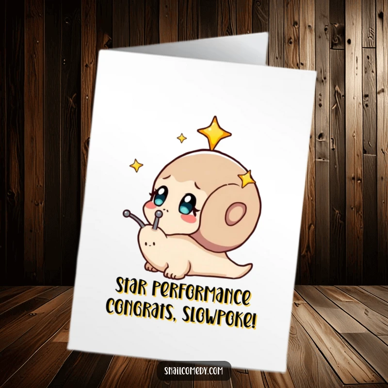 Funny Free Printable Congratulations Card: A small snail looks up with curiosity at a vast expanse of stars.