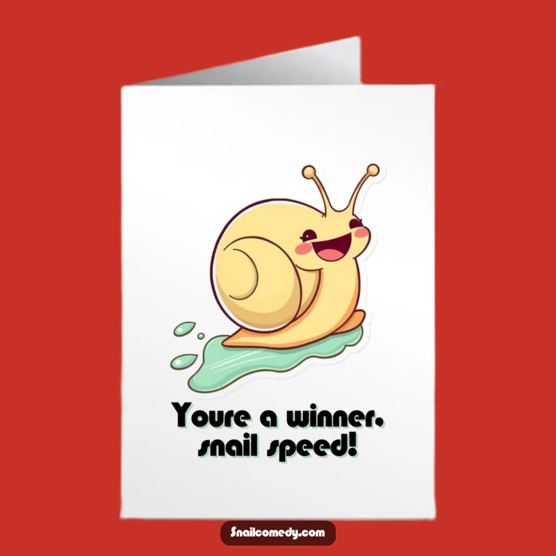 Free Printable Kawaii Snail Congrats Card: Zooming Success Downloadable Gift