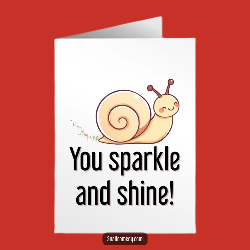 Sparkling Free Printable Congrats Card: Kawaii Snail Glitter Trail Downloadable