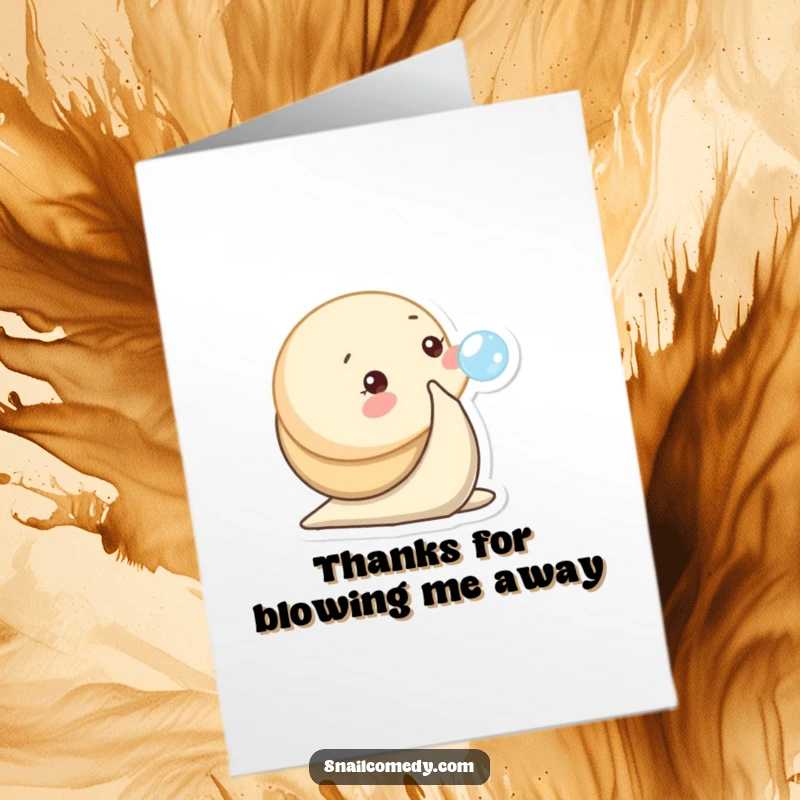 Funny Free Printable Baby Snail Thank You Card: Baby snail blows a bubble, expressing adorable and funny thanks.