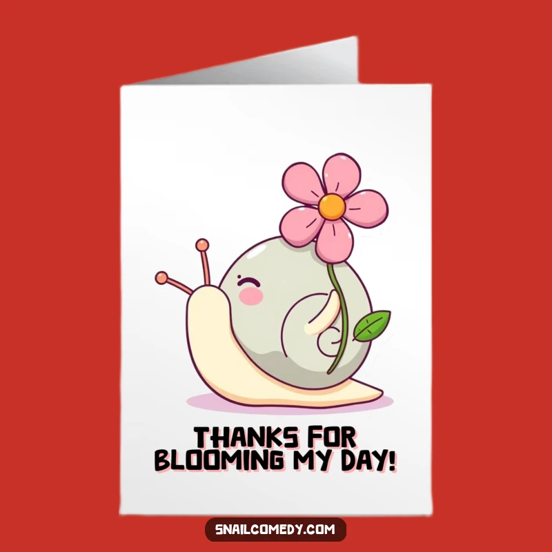 Free Printable Thank You Card: Cheerful Kawaii Snail Flower, Heartfelt Downloadable Gift of Gratitude