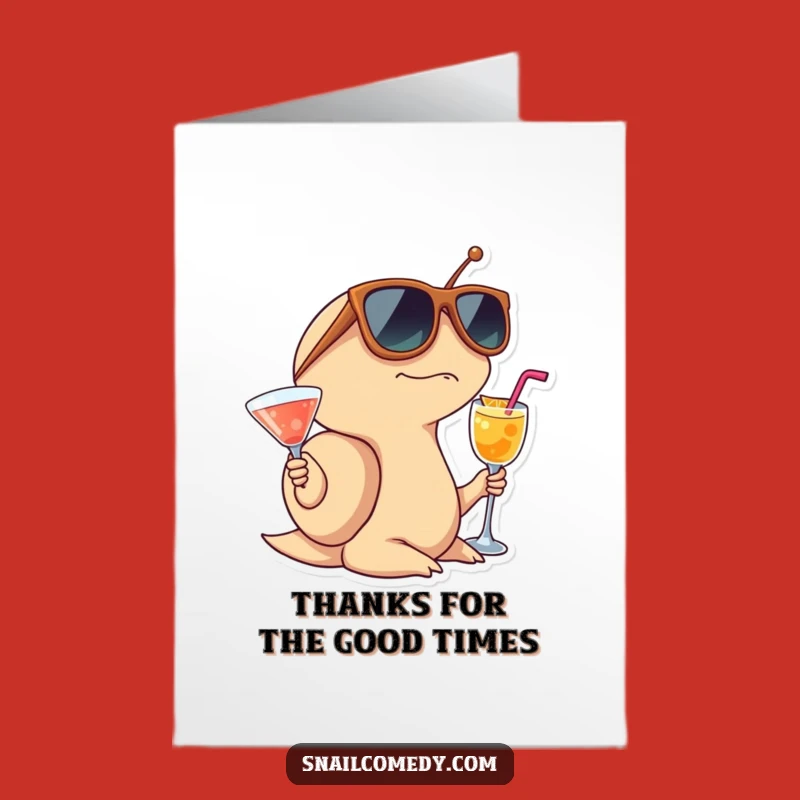 Free Printable Thank You Card: Snail's Cool Thanks with a Drink!