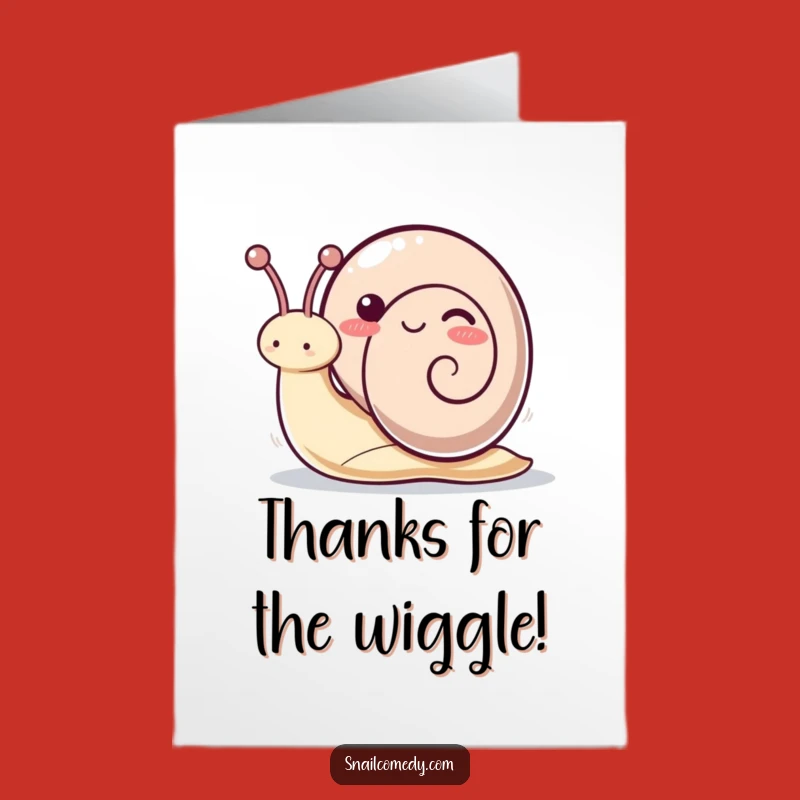 Free Printable Thank You Card: Waving Kawaii Snail Funny Downloadable Gift, Playful Antennae