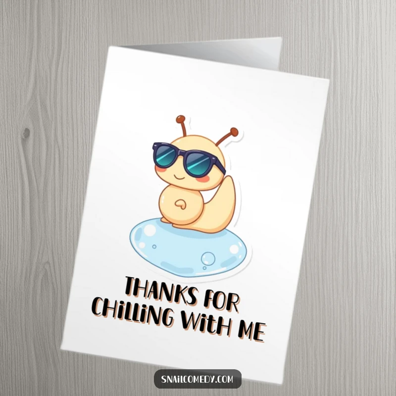 Funny Free Printable Thank You Card: A snail in sunglasses floats serenely, expressing cool thanks, a delightful downloadable art.