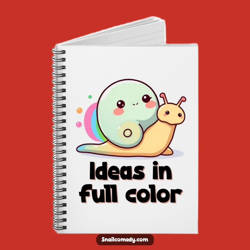 Funny Happy Snail Notebook, Rainbow Art Journal, Colorful Ideas Gift