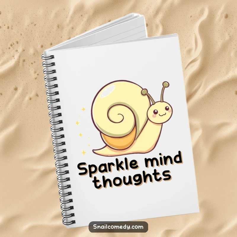 Funny Notebook with a gleeful snail character depicted mid-slide, creating a magical, sparkly trail on the cover.