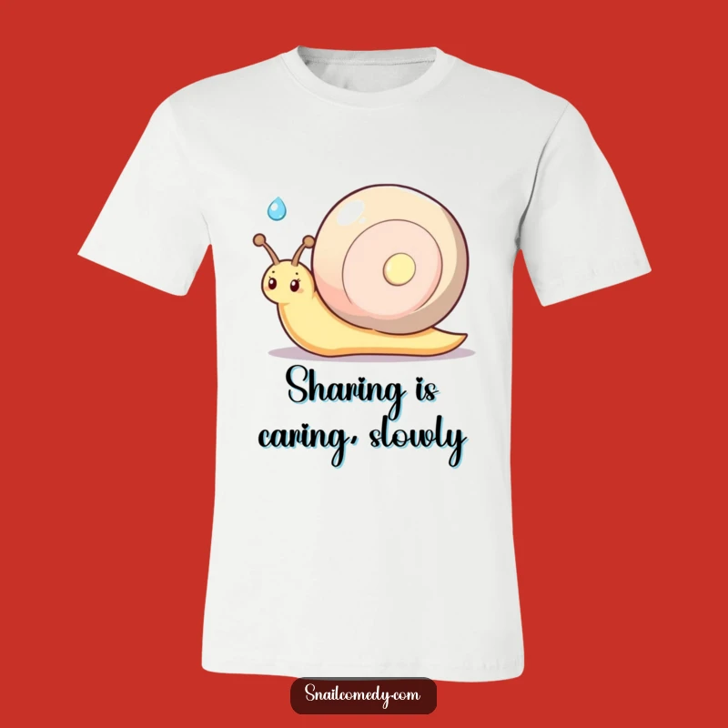 Funny Kawaii Snail Shy Smile T-Shirt - Dewdrop Offering Tee, Gift Idea