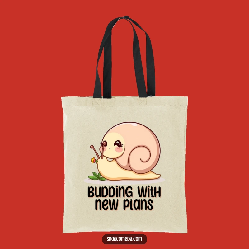 Funny Nudging Snail Tote Bag - Playful Bud Design, Perfect Funny Gift!