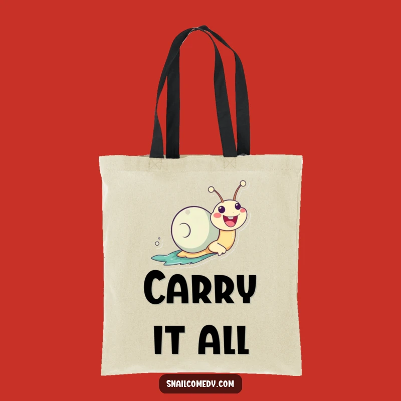 Funny Zooming Snail Tote Bag: Enthusiastic Kawaii Style On-the-Go
