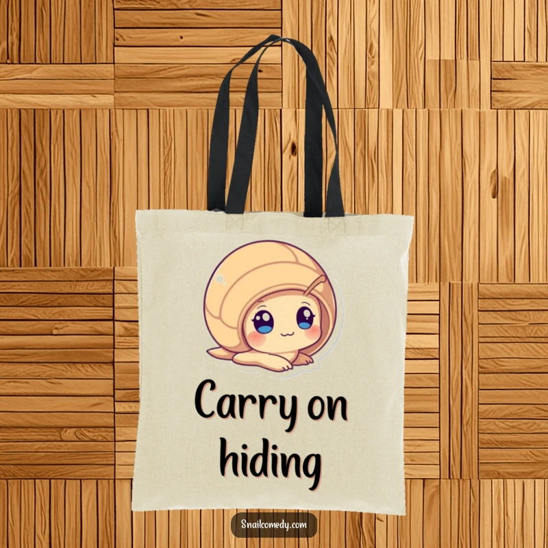 Funny Peeking Kawaii Snail Tote Bag, playfully peeking from its shell with wide, curious eyes, ideal for stylish and humorous carrying.