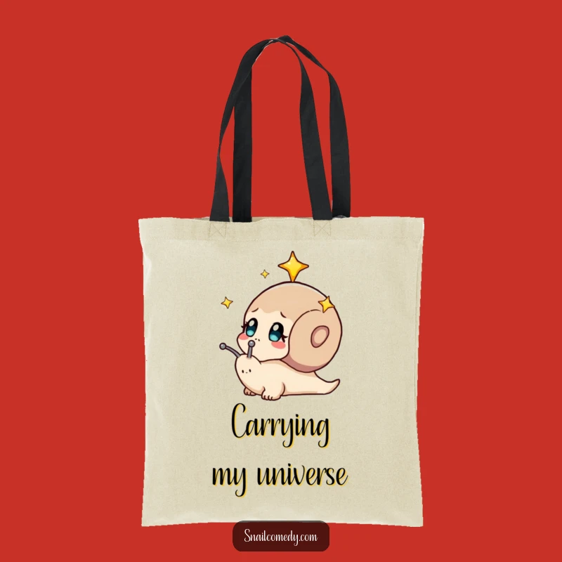 Funny Curious Snail Stars Tote Bag: Carry Your Cosmic Wonder Gift