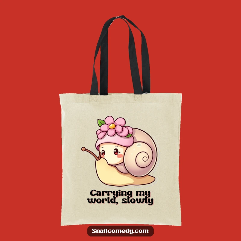 Funny Kawaii Snail Flower Hat Tote Bag - Cute Peeking Snail Accessory, Gift Choice